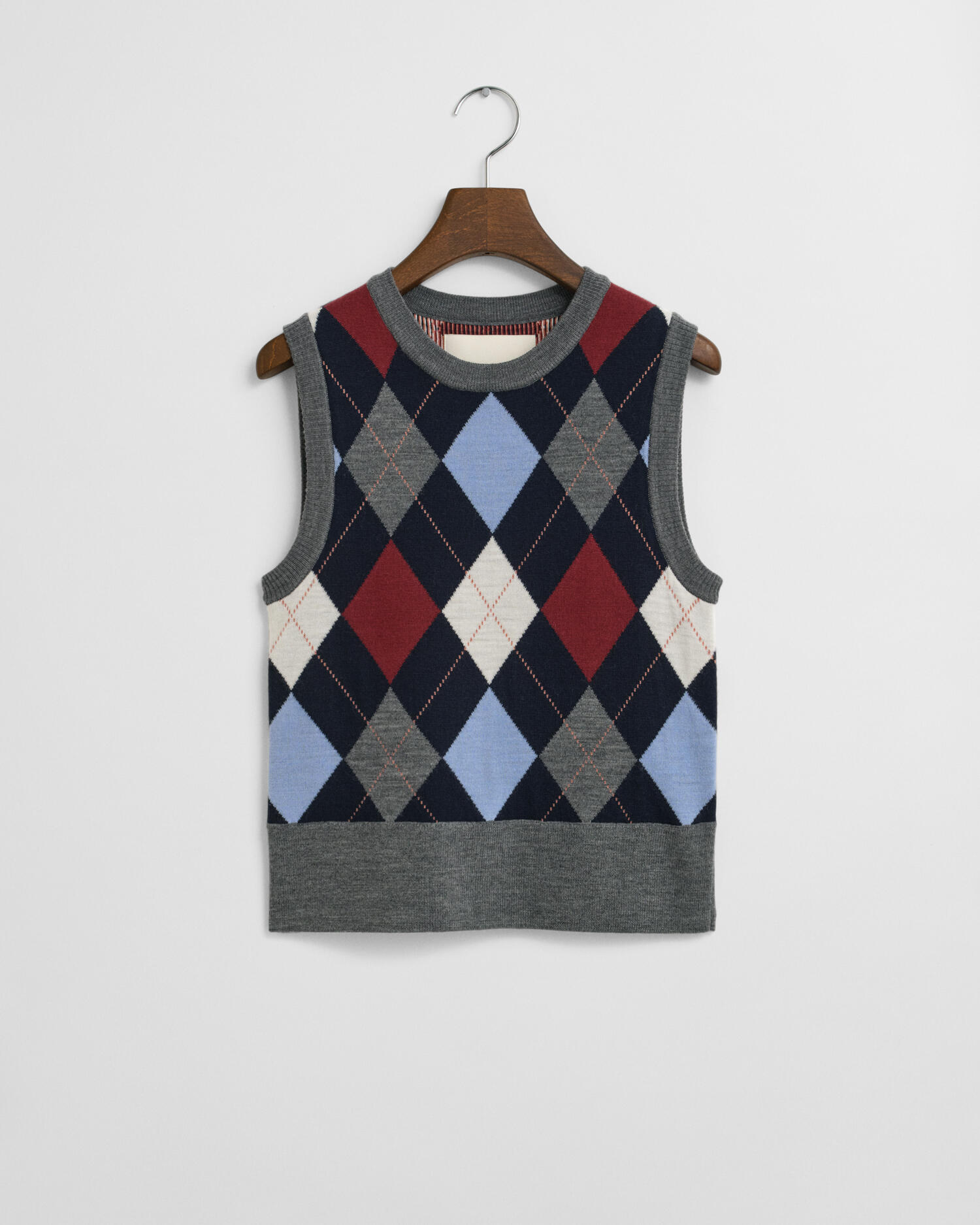 GANT - Argyle Pullunder mit Rundhalsausschnitt charcoal melange - Gr. - L von GANT