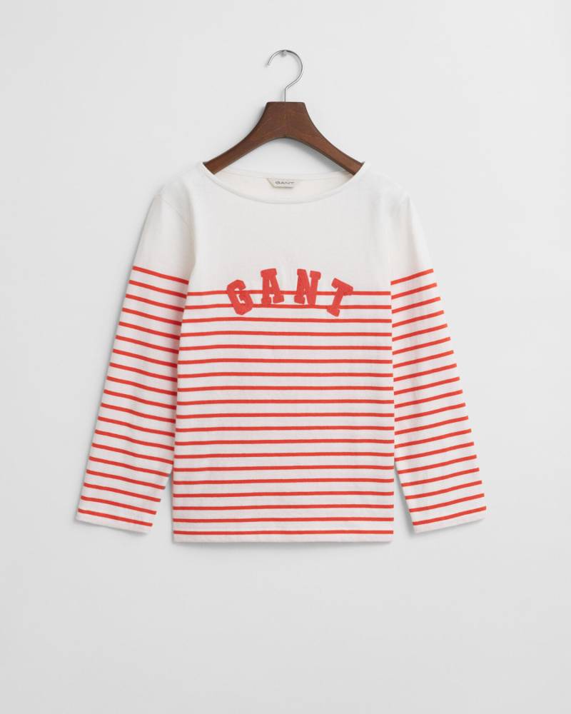 GANT - Breton Striped T-Shirt mit U-Boot-Ausschnitt orange red - Gr. - M von GANT