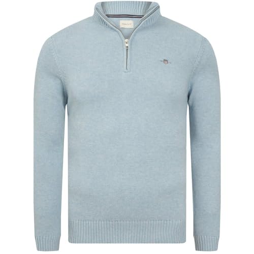 GANT Herren Casual Cotton Halfzip Pullover, Lt Blue Melange, L EU von GANT