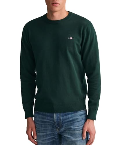 GANT Herren Classic Cotton C-Neck Pullover, Tartan Green, M EU von GANT