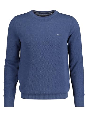 Gant Herren Cotton Pique C-Neck Pullover, Denim Blue Mel, M EU von GANT