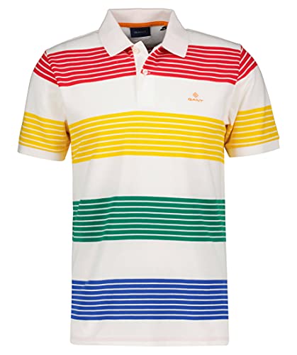 GANT D1. Multistripe Pique SS Rugger, weiß(Eggshell (113)), Gr. M von GANT