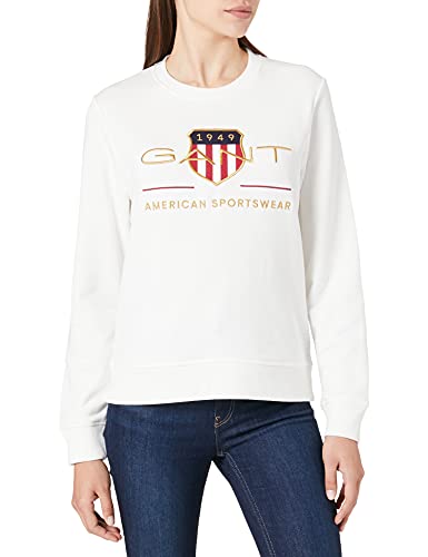 GANT Damen Shield C-Neck Sweat ARCHIV Logo Pullover MIT Rundhalsausschnitt, Eggshell, XXL von GANT