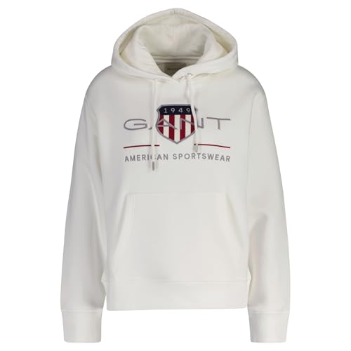 Gant Damen Archive Shield Hoodie Kapuzenpullover, Eggshell, 36 Gant Damen Archive Shield Hoodie Kapuzenpullover, Eggshell, 36 von GANT