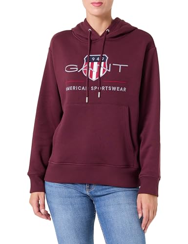 GANT Damen Archive Shield Hoodie Kapuzenpullover, Plum Wine, L von GANT