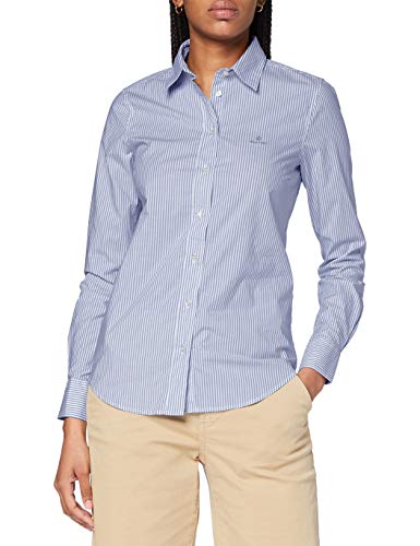 GANT Damen Banker Stripe Stretch Broadcloth Hemd, Crisp Blue, 46 von GANT