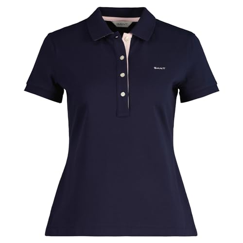 GANT Damen Contrast Collar SS Pique Polo, Evening Blue, Large von GANT