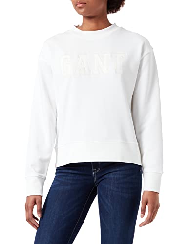 GANT Damen D1 Logo C-Neck Sweat Sweatshirt, Eggshell, XXL von GANT