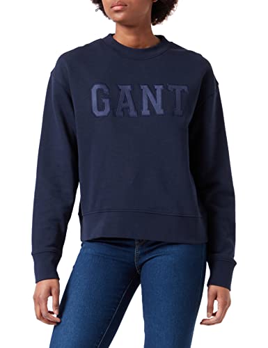 GANT Damen D1 Logo C-Neck Sweat Sweatshirt, Evening Blue, XXL von GANT