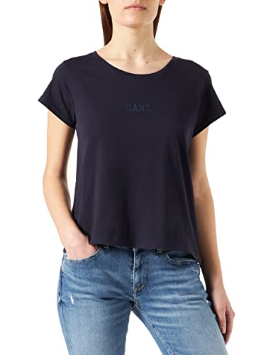 GANT Damen D1 Logo SS T-Shirt, Evening Blue, XS von GANT