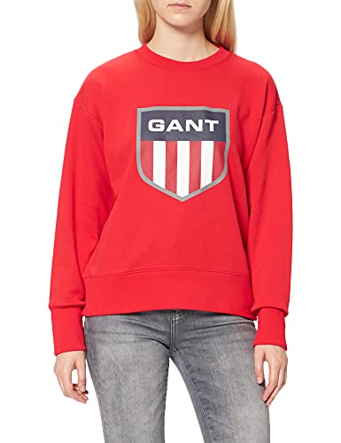 GANT Damen D1 Retro Shield C-Neck Sweat Sweatshirt, Bright RED, L von GANT