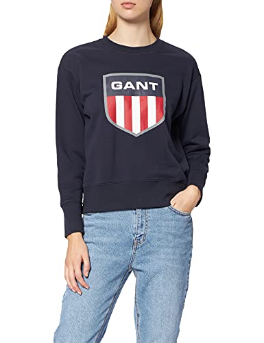 GANT Damen D1 Retro Shield C-Neck Sweat Sweatshirt, Evening Blue, M von GANT
