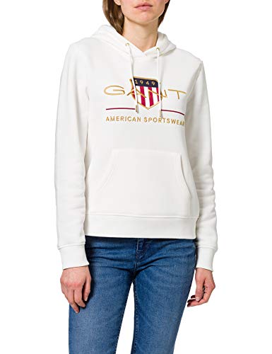 GANT Damen Shield Sweat Hoodie ARCHIV Logo Kapuzenpullover, Eggshell, XL von GANT