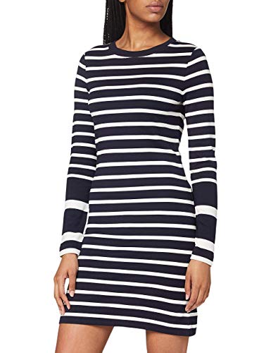GANT Damen D1. Detail Stripe Jersey Dress Kleid, Evening Blue, M von GANT