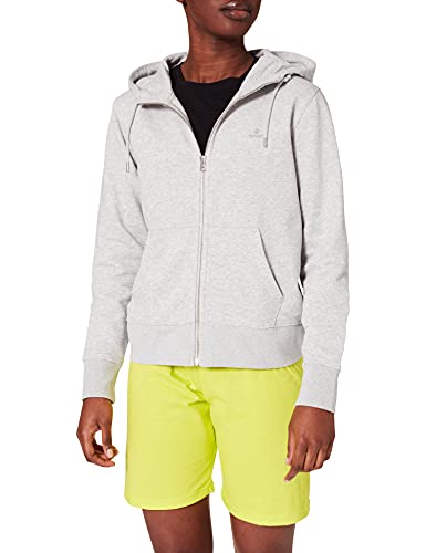 GANT Damen D1. ORIGINAL Zip Hoodie Kapuzenpullover, Light Grey Melange, L von GANT