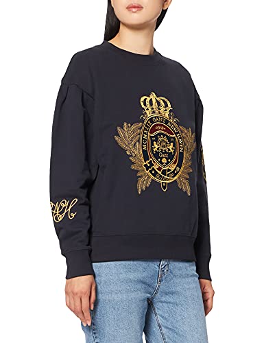 GANT Damen D1. ROYAL Crest C-Neck Sweat Sweatshirt, Evening Blue, M von GANT