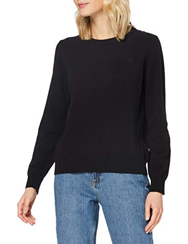GANT Damen D1. Superfine Lambswool C-Neck Pullover, Black, L von GANT
