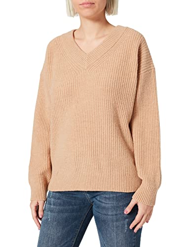 GANT Damen D1. Wool Rib V-Neck Pullover, Khaki Mel, M von GANT