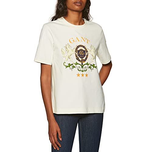 GANT Damen D2 Coat of ARMS SS T-Shirt, Eggshell, L von GANT
