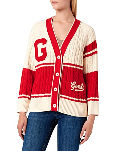 GANT Damen D2 Varsity Cardigan Pullover, Linen, L von GANT