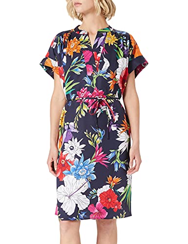 GANT Damen D2. Humming FLORAL Popover Dress Kleid, Evening Blue, 44 von GANT