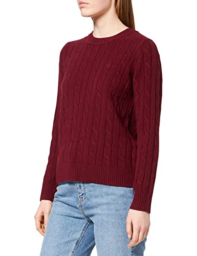 GANT Damen D2. Lambswool Cable C-Neck Pullover, Cabernet RED, L von GANT