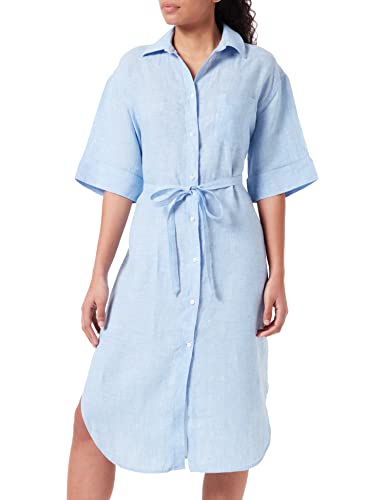 GANT Damen D2. Linen Chambray Shirt Dress Kleid, Azure Blue, 40 von GANT