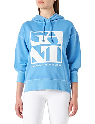 GANT Damen D2. Quadrat Logo Hoodie Kapuzenpullover, Azure Blue, M von GANT