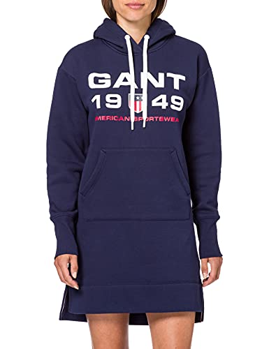 GANT Damen D2. Retro Shield Hoodie Dress Kleid, Classic Blue, L von GANT