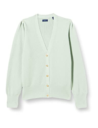 GANT Damen D2. Rib Cotton Cardigan Pullover, Porcelain Green, L von GANT