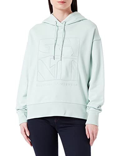 GANT Damen D2. Tonal EMB Quadrat Hoodie Kapuzenpullover, Porcelain Green, S von GANT