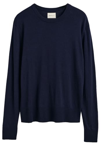 GANT Damen FINE Knit C-Neck Pullover, Evening Blue, XXL von GANT
