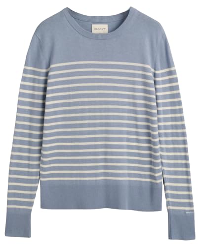 GANT Damen FINE Knit Striped C-Neck Pullover, Dove Blue, L von GANT