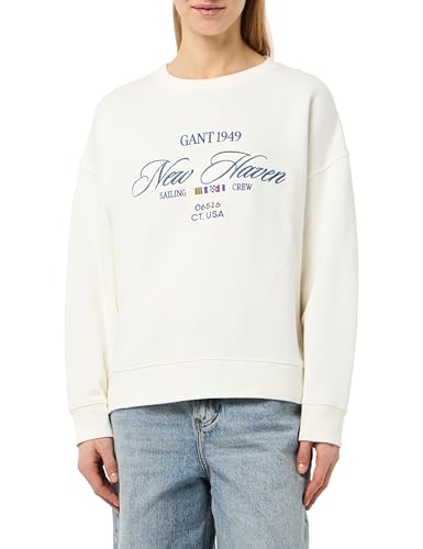 GANT Damen Graphic C-Neck Sweat Sweatshirt, Eggshell, 42 von GANT