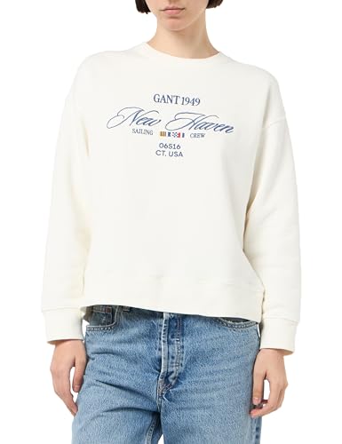 GANT Damen Graphic C-Neck Sweat Sweatshirt, Eggshell, XXL von GANT