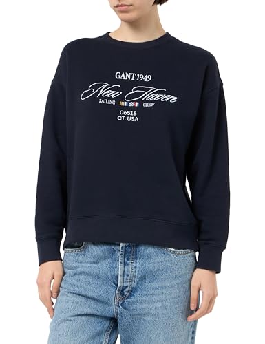 GANT Damen Graphic C-Neck Sweat Sweatshirt, Evening Blue, M von GANT