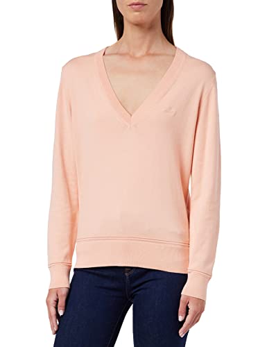 GANT Damen Light Cotton V-Neck Leichter Baumwollpullover MIT V-Ausschnitt, Guava ORANGE, M von GANT