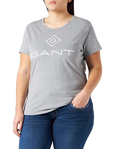 GANT Damen Lock UP SS T-Shirt, Grey Melange, XS von GANT