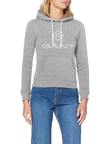 GANT Damen Lock UP Sweat Hoodie Kapuzenpullover, Grey Melange, XL von GANT