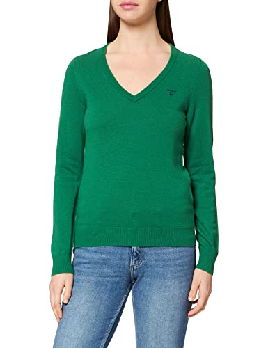 GANT Damen MD. Extrafine Lambswool V-Neck Pullover, Lavish Green, M von GANT