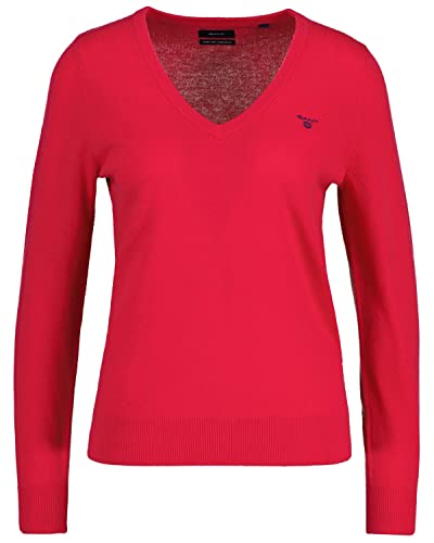 GANT Damen MD. Extrafine Lambswool V-Neck Pullover, Sunset PINK, M von GANT