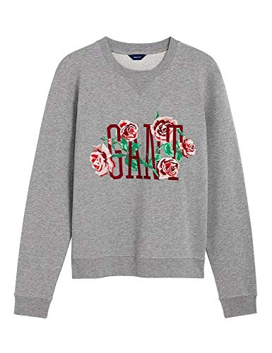 GANT Damen O1. Rose C-Neck Sweat Sweatshirt, Grey Melange, M von GANT