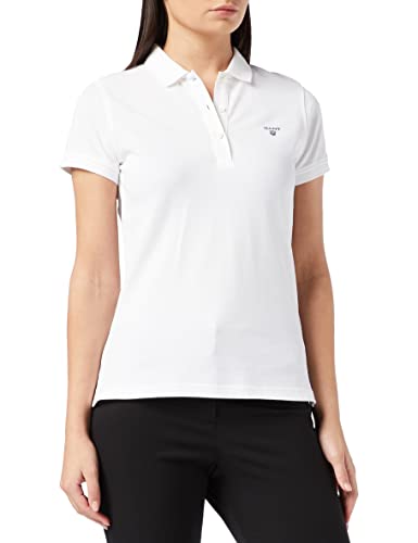 GANT Damen MD. Pique SS Rugger Poloshirt, White, XL von GANT