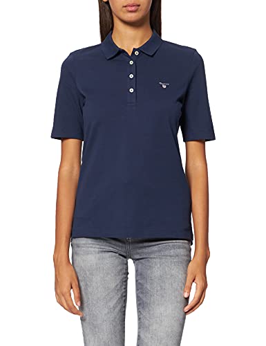 GANT Damen The ORIGINAL Pique LSS Poloshirt, Blau (Evening Blue 433), X-Small (Herstellergröße: XS) von GANT