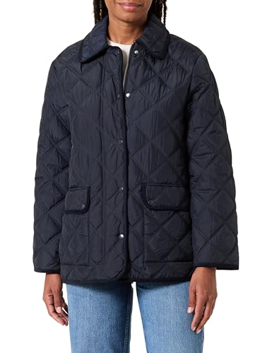 GANT Damen Quilted Jacket with Cord Trim Jacke, Evening Blue, M von GANT