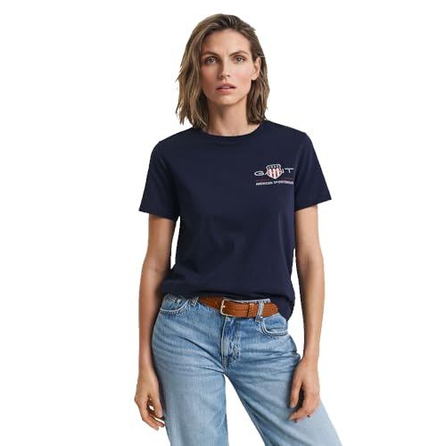 GANT Damen REG Archive Shield SS T-Shirt, Evening Blue, Large von GANT