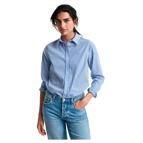 GANT Damen REG Classic POPLIN Striped Shirt Bluse, Sailor Blue, 36 GANT Damen REG Classic POPLIN Striped Shirt Bluse, Sailor Blue, 36 von GANT