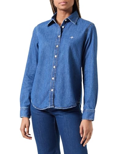 GANT Damen REG Denim Shirt Bluse, Indigo, 42 von GANT