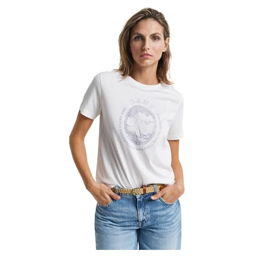 GANT Damen REG Graphic SS T-Shirt, Eggshell, Large von GANT