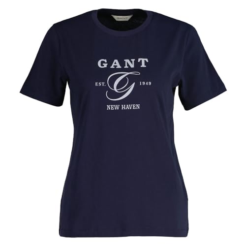 GANT Damen REG Graphic SS T-Shirt, Evening Blue, Large GANT Damen REG Graphic SS T-Shirt, Evening Blue, Large von GANT
